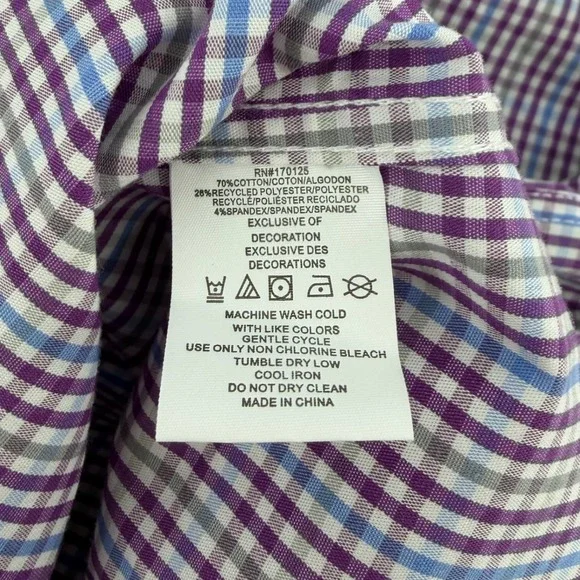 Nick Graham Everywhere Modern Fit Men's Purple Gingham Dress Shirt & Tie X-Large - Picture 6 of 9